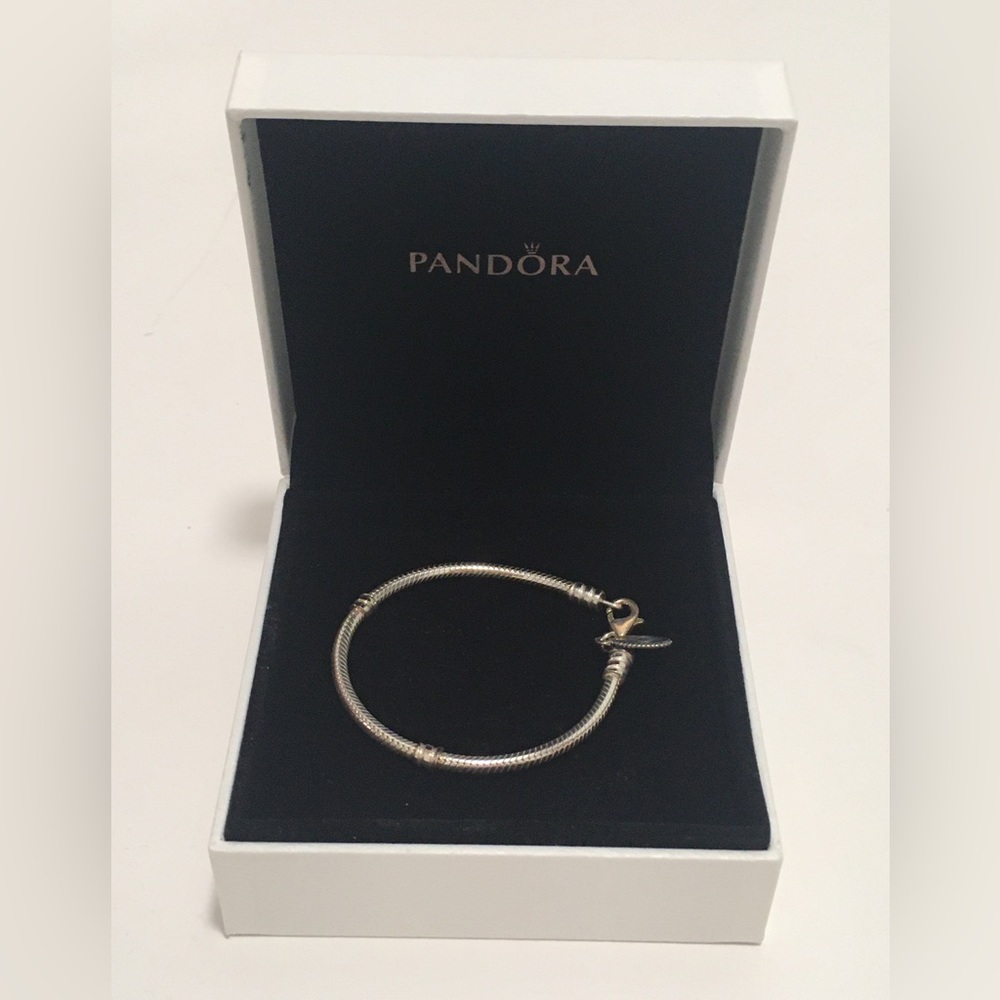 New Pandora Chain Bracelet sterling silver size 6.3" minor wear & tear/tarnish
